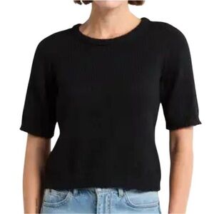 MELROSE AND MARKET Black Short Sleeve Crew Neck Fitted Sweater Size S